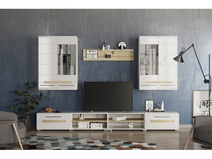 Модулна секция БИАНКО (дъб сонома/бял гланц)